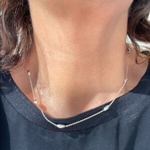 Sterling Silver Necklace with beaded stations 
Length 18 inches